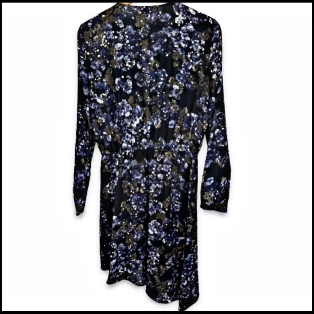 NWT PARKER DARK BLUEBONNET FLORAL FAUX-WRAP ASYMMETRICAL DRESS M - Picture 7 of 11